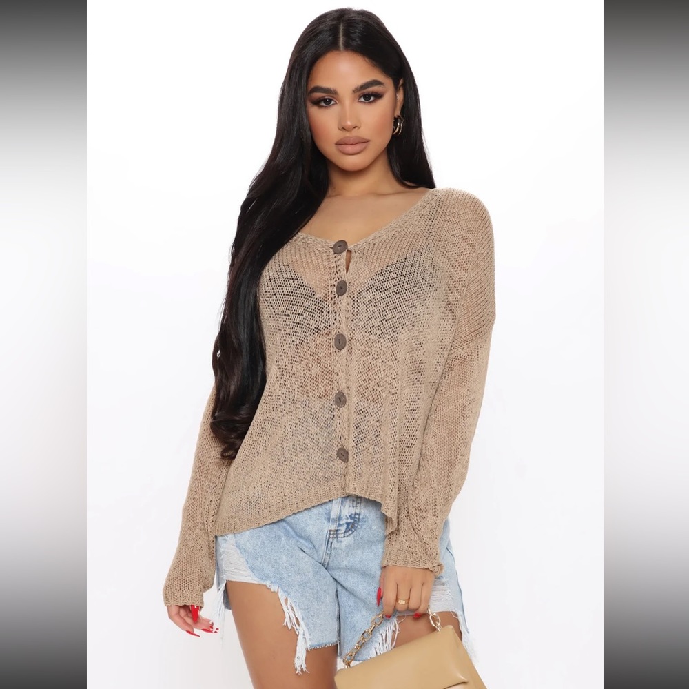 Spring Forward Cardigan Sweater - Taupe